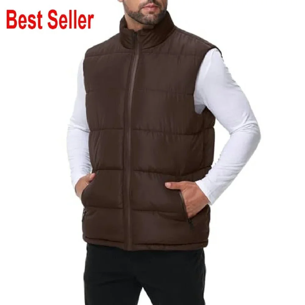 Men's Quilted Puffer Vest Lightweight Warm Outdoor Sleeveless Jacket Classic